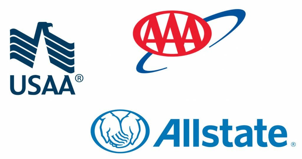 USAA, AAA and Allstate logos